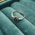 Halo Sapphire Ring, Sterling Silver Blue Gemstone Engagement Jewelry