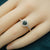Halo Sapphire Ring, Sterling Silver Blue Gemstone Engagement Jewelry