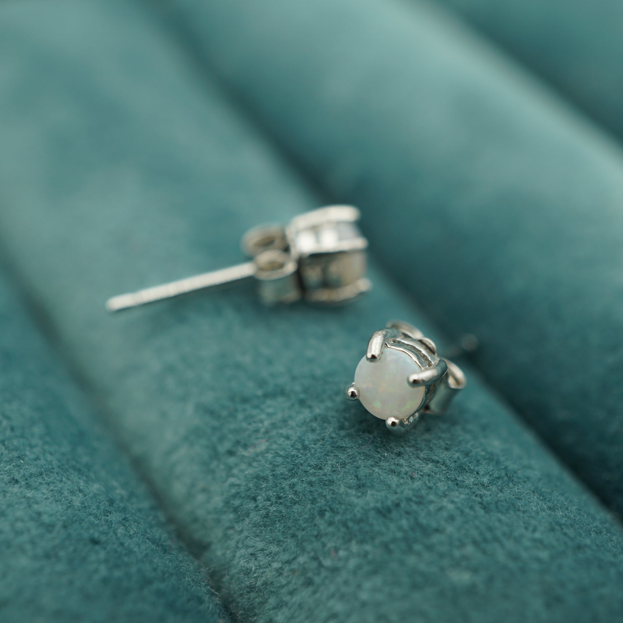 Tiny Silver Solid Round Oval Earrings, Opal minimalist studs, Silver earrings, Dainty Earrings, Small Stud Earrings, Stud Earrings-Vsabel Jewellery
