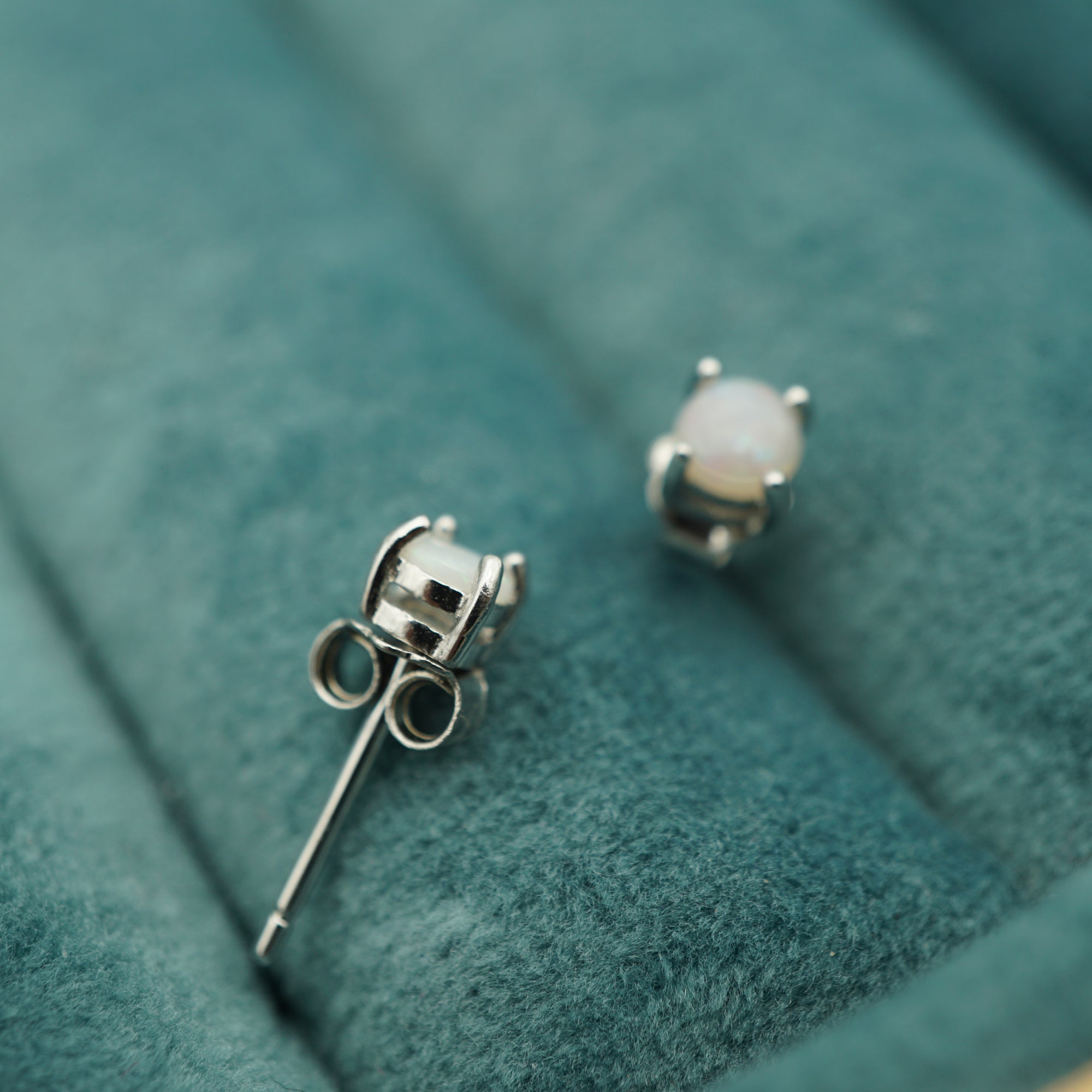 Tiny Silver Solid Round Oval Earrings, Opal minimalist studs, Silver earrings, Dainty Earrings, Small Stud Earrings, Stud Earrings-Vsabel Jewellery