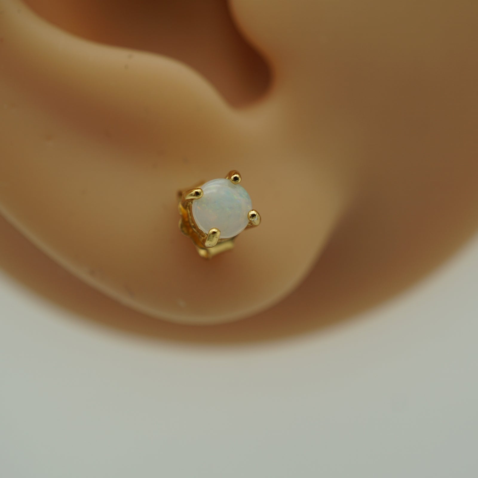 Tiny Solid Round Oval Earrings, Opal minimalist studs, Gold earrings, Dainty Earrings, Small Stud Earrings, Stud Earrings-Vsabel Jewellery