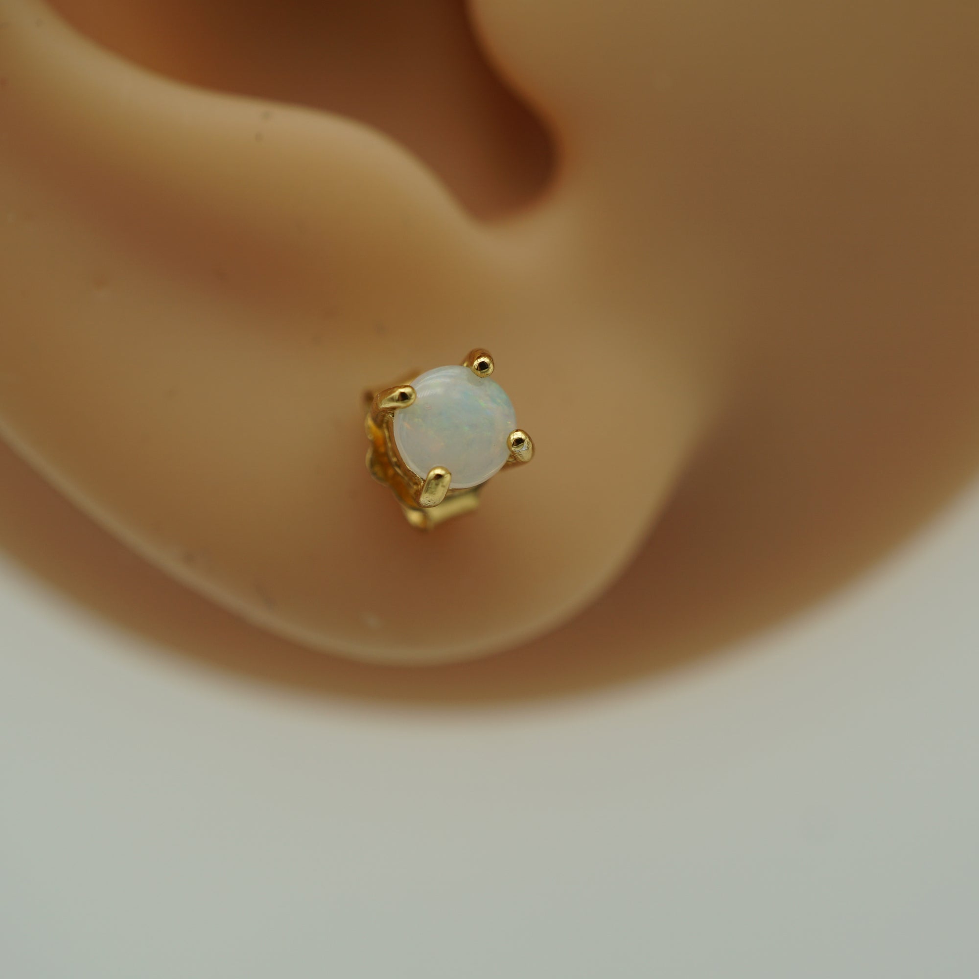 Tiny Solid Round Oval Earrings, Opal minimalist studs, Gold earrings, Dainty Earrings, Small Stud Earrings, Stud Earrings-Vsabel Jewellery