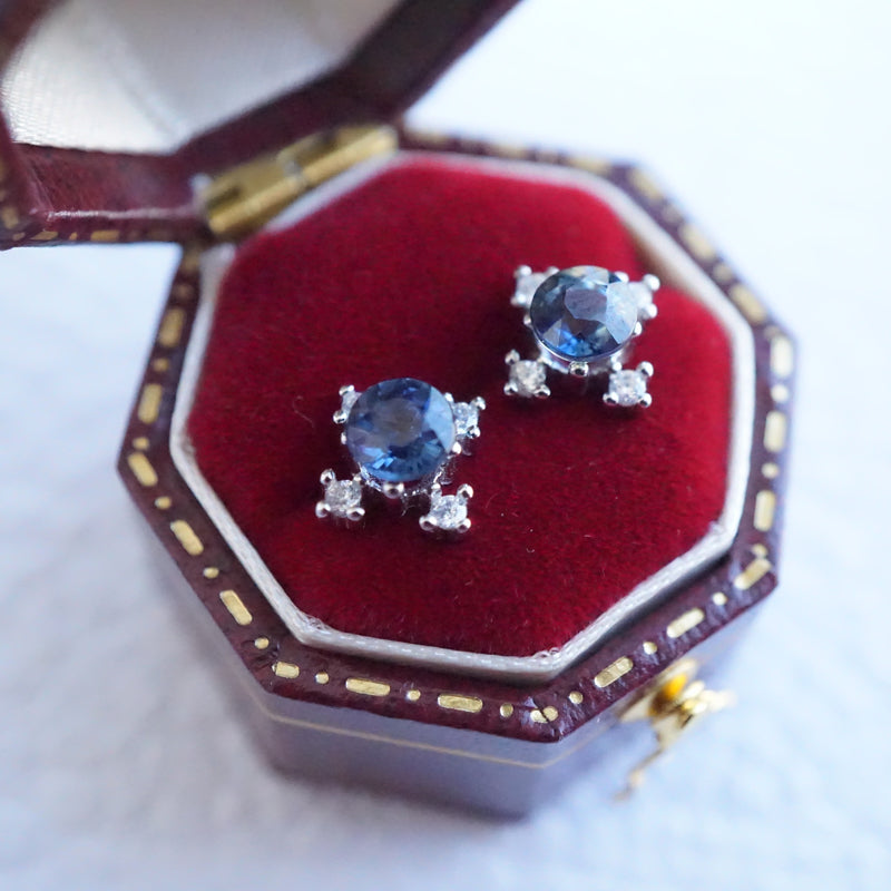 18K Sapphire and Moissanite Stud Earrings 5mm-Vsabel Jewellery