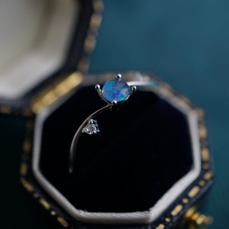 Australian Opal Ring: Sterling Silver Elegance-Vsabel Jewellery