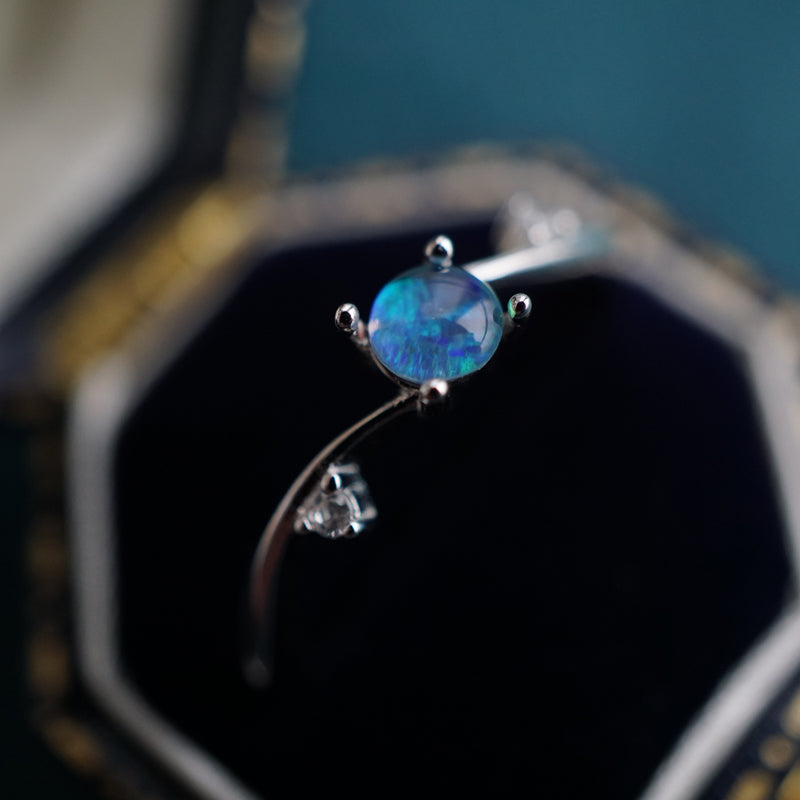 Australian Opal Ring: Sterling Silver Elegance-Vsabel Jewellery