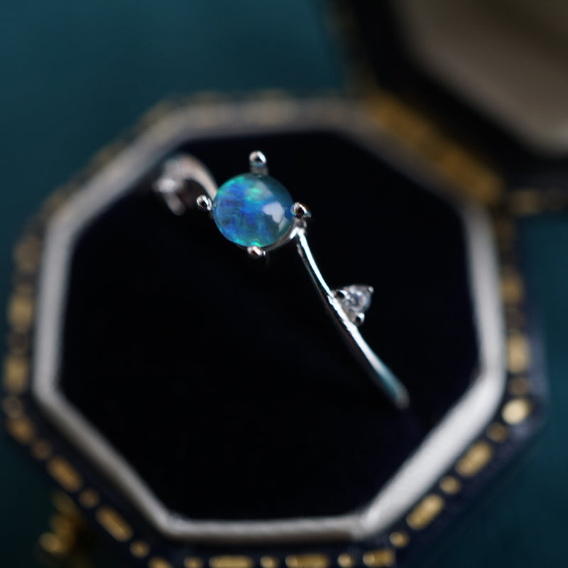Australian Opal Ring: Sterling Silver Elegance-Vsabel Jewellery
