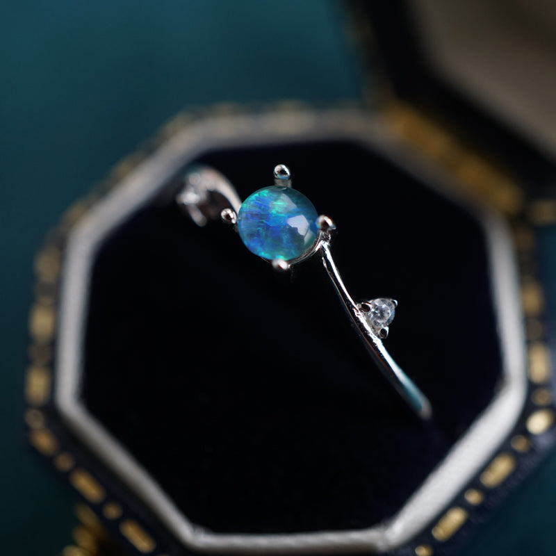 Australian Opal Ring: Sterling Silver Elegance-Vsabel Jewellery