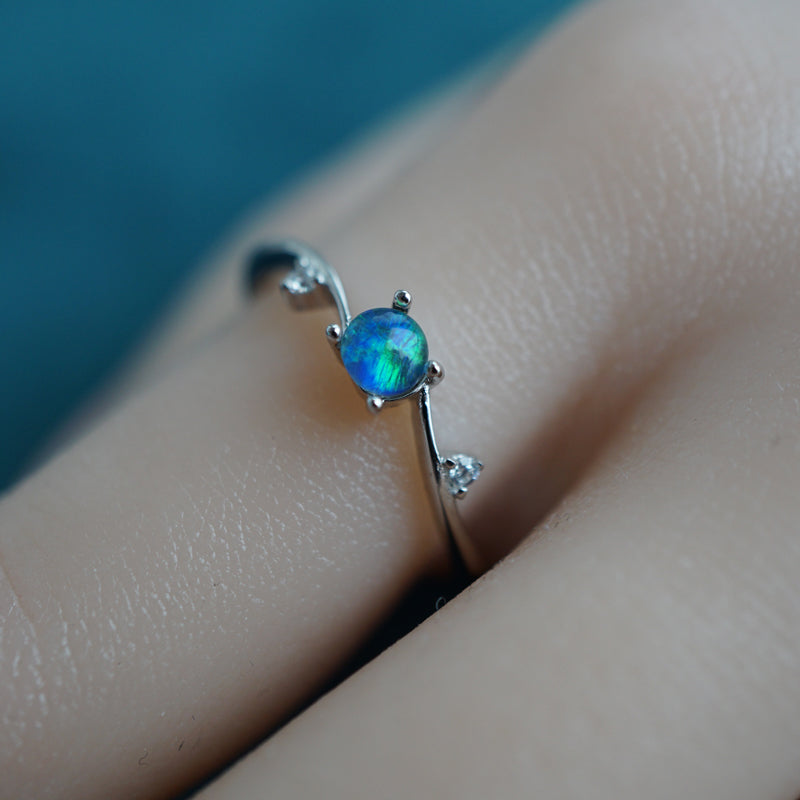 Australian Opal Ring: Sterling Silver Elegance-Vsabel Jewellery