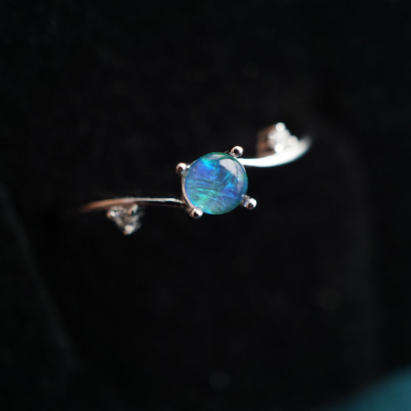 Australian Opal Ring: Sterling Silver Elegance-Vsabel Jewellery