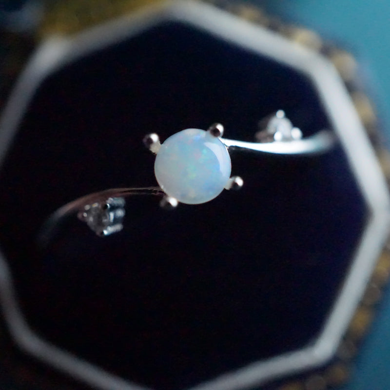 Unique Australian Crystal Opal Ring: Sterling Silver-Vsabel Jewellery