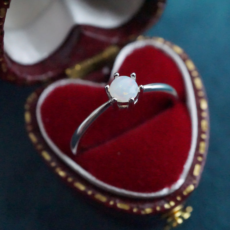 Simple Australian Crystal Opal Ring: Sterling Silver-Vsabel Jewellery