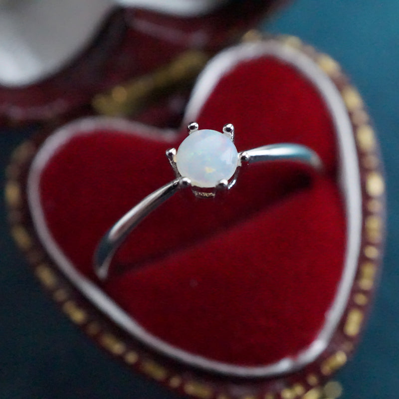 Simple Australian Crystal Opal Ring: Sterling Silver-Vsabel Jewellery