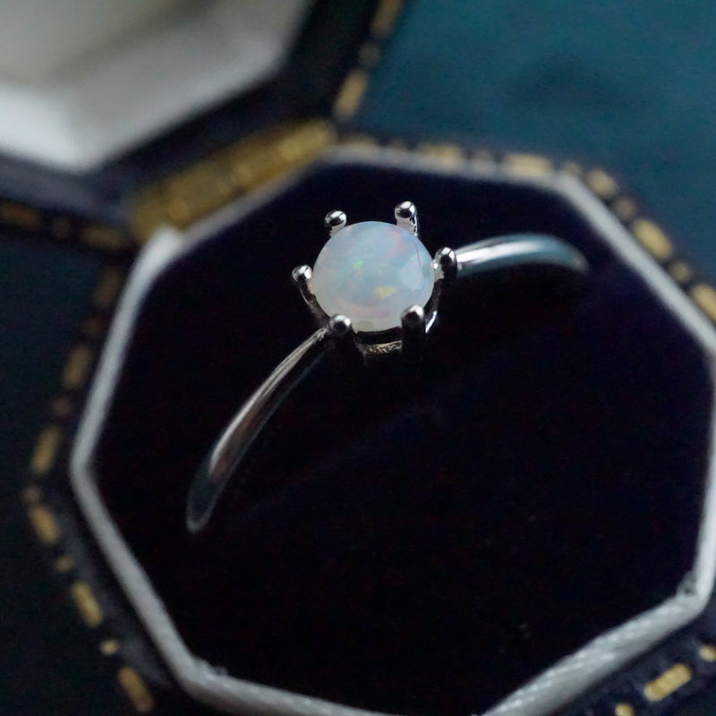 Simple Australian Crystal Opal Ring: Sterling Silver-Vsabel Jewellery