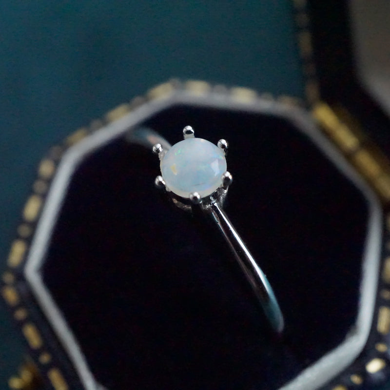 Simple Australian Crystal Opal Ring: Sterling Silver-Vsabel Jewellery