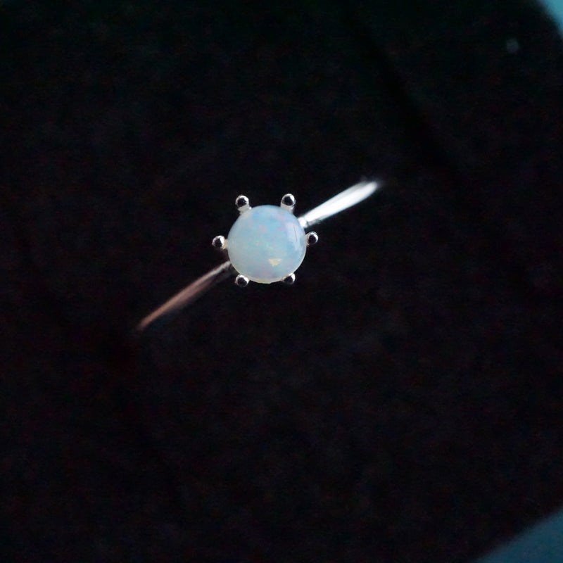 Simple Australian Crystal Opal Ring: Sterling Silver-Vsabel Jewellery