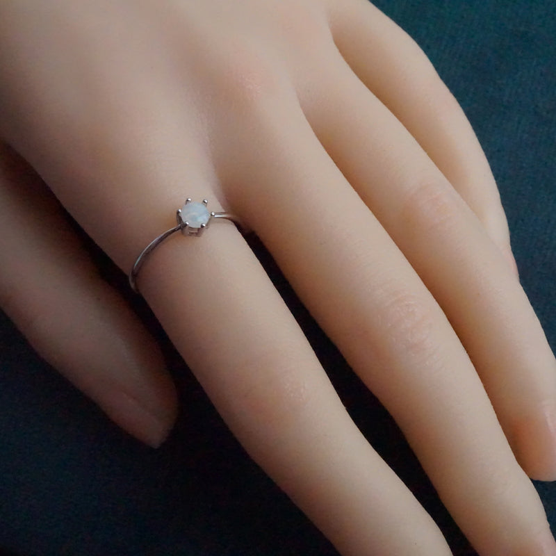Simple Australian Crystal Opal Ring: Sterling Silver-Vsabel Jewellery