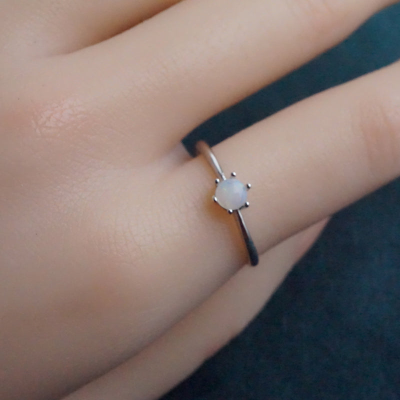 Simple Australian Crystal Opal Ring: Sterling Silver-Vsabel Jewellery