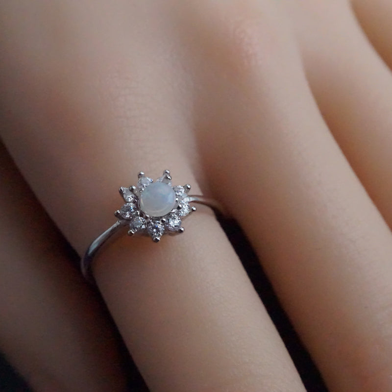 Dainty Australian Crystal Opal Ring: Sterling Silver-Vsabel Jewellery