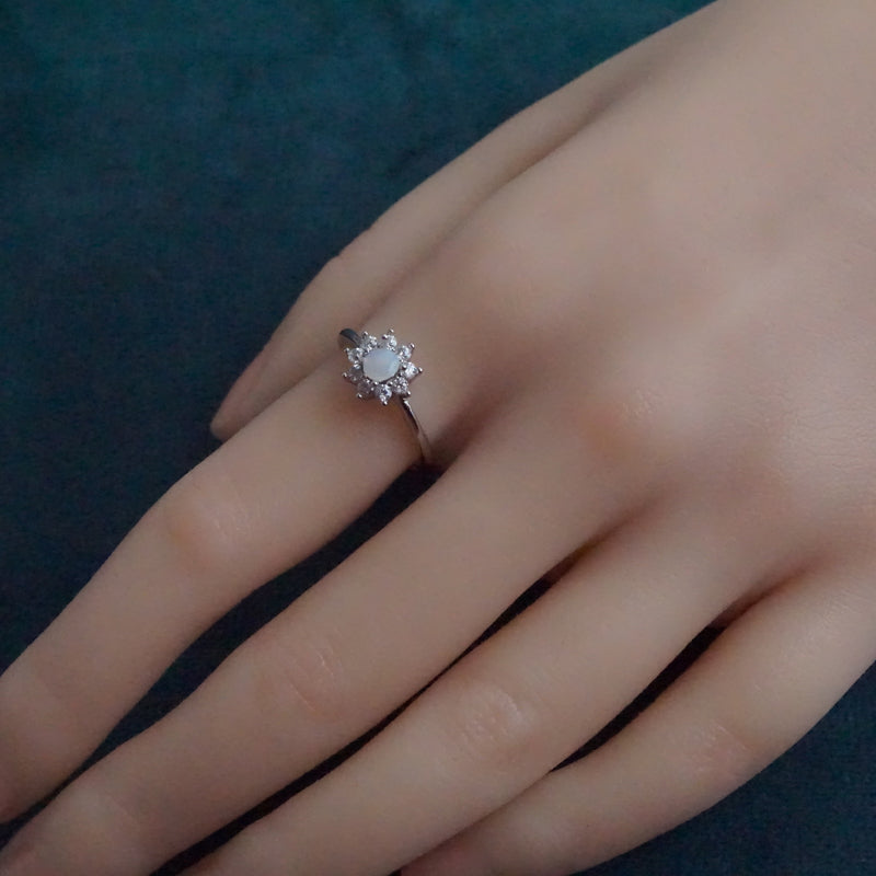 Dainty Australian Crystal Opal Ring: Sterling Silver-Vsabel Jewellery