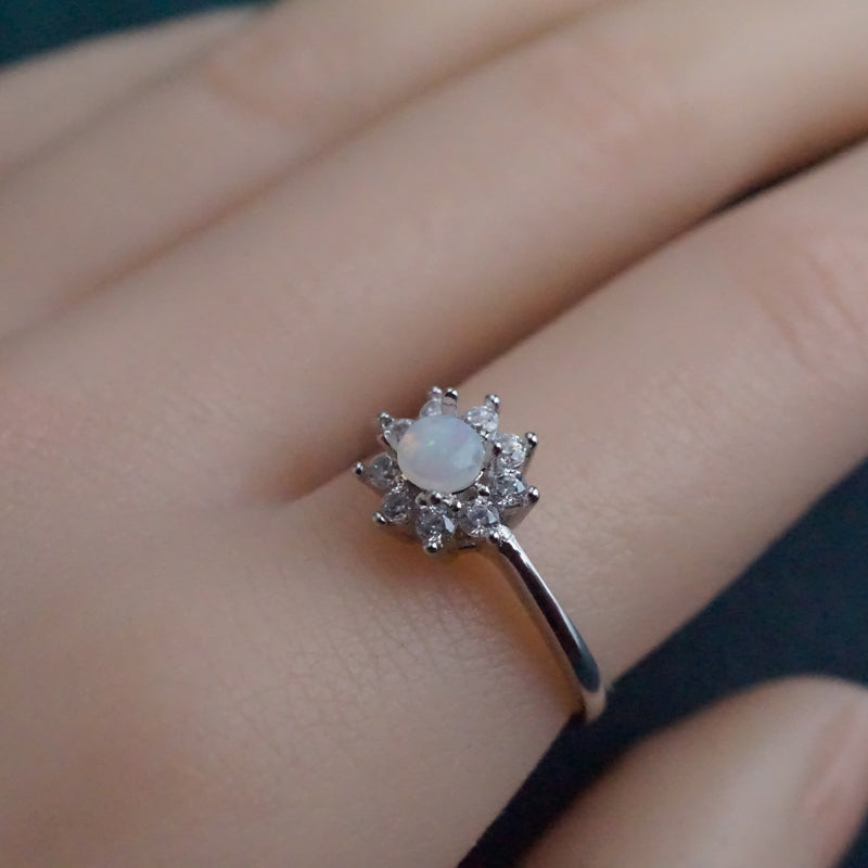 Dainty Australian Crystal Opal Ring: Sterling Silver-Vsabel Jewellery