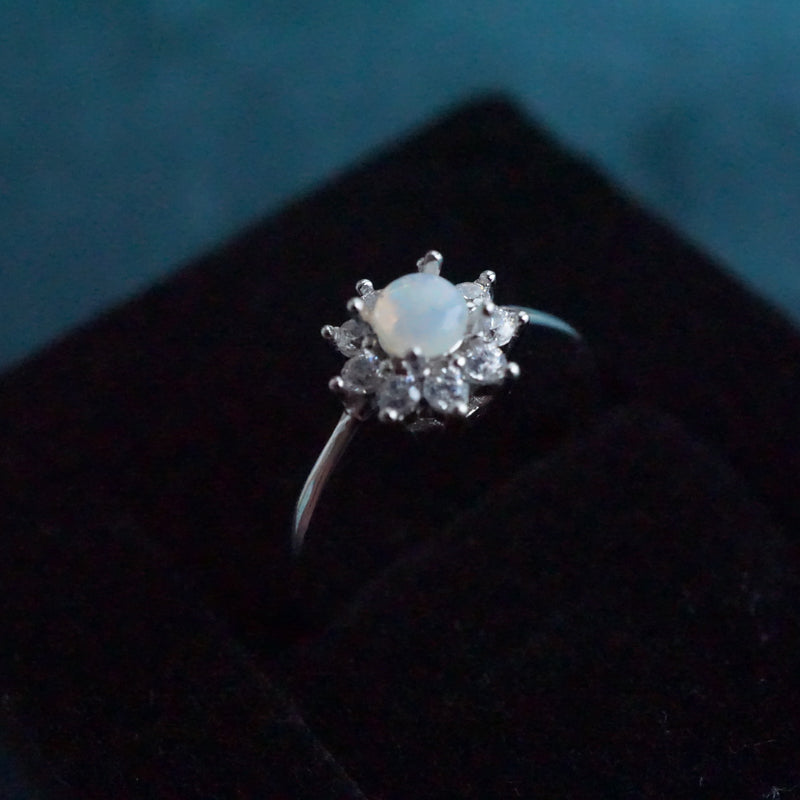 Dainty Australian Crystal Opal Ring: Sterling Silver-Vsabel Jewellery