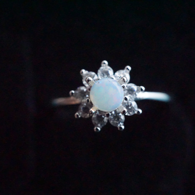 Dainty Australian Crystal Opal Ring: Sterling Silver-Vsabel Jewellery