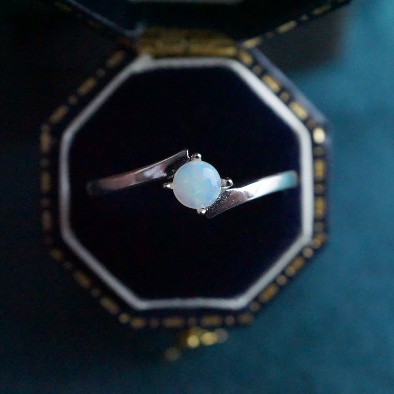 Twist Australian Crystal Opal Ring: Sterling Silver-Vsabel Jewellery