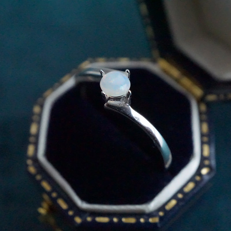 Twist Australian Crystal Opal Ring: Sterling Silver-Vsabel Jewellery