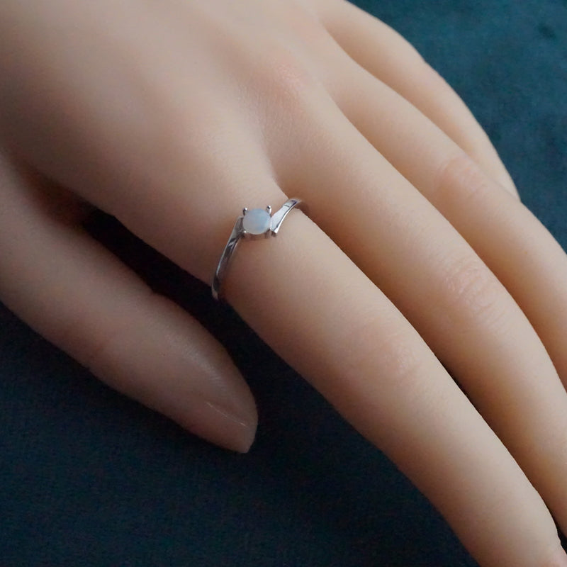 Twist Australian Crystal Opal Ring: Sterling Silver-Vsabel Jewellery
