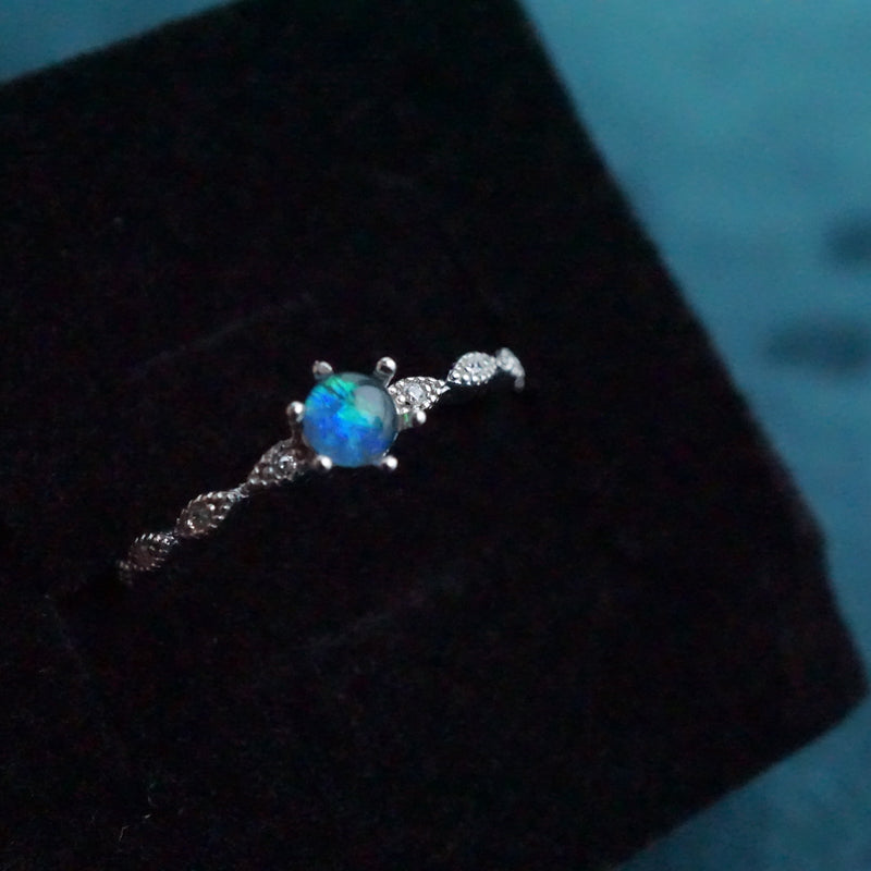 Classic Australian Opal Ring: Sterling Silver Elegance-Vsabel Jewellery