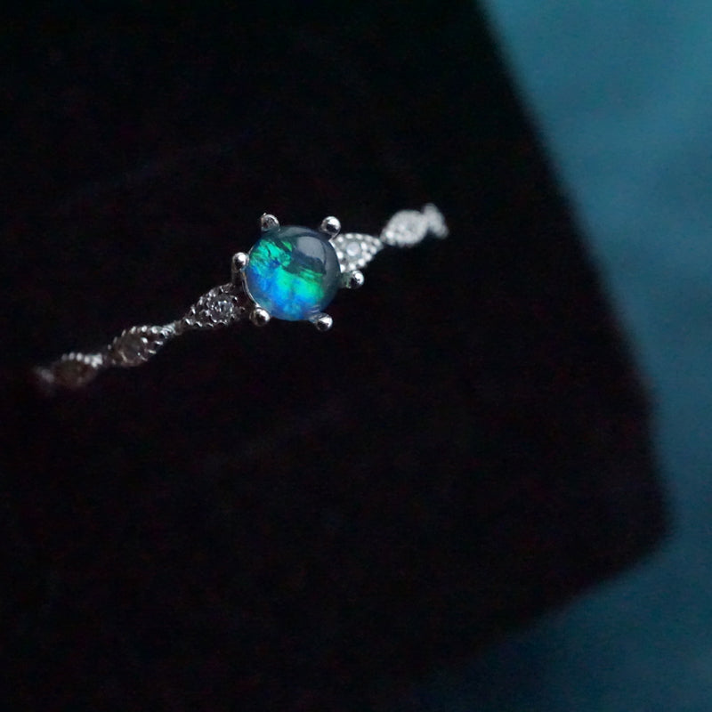 Classic Australian Opal Ring: Sterling Silver Elegance-Vsabel Jewellery