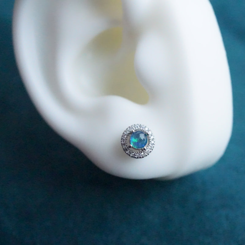 Graceful Round 4mm Triplet Opal Earring Studs-Vsabel Jewellery