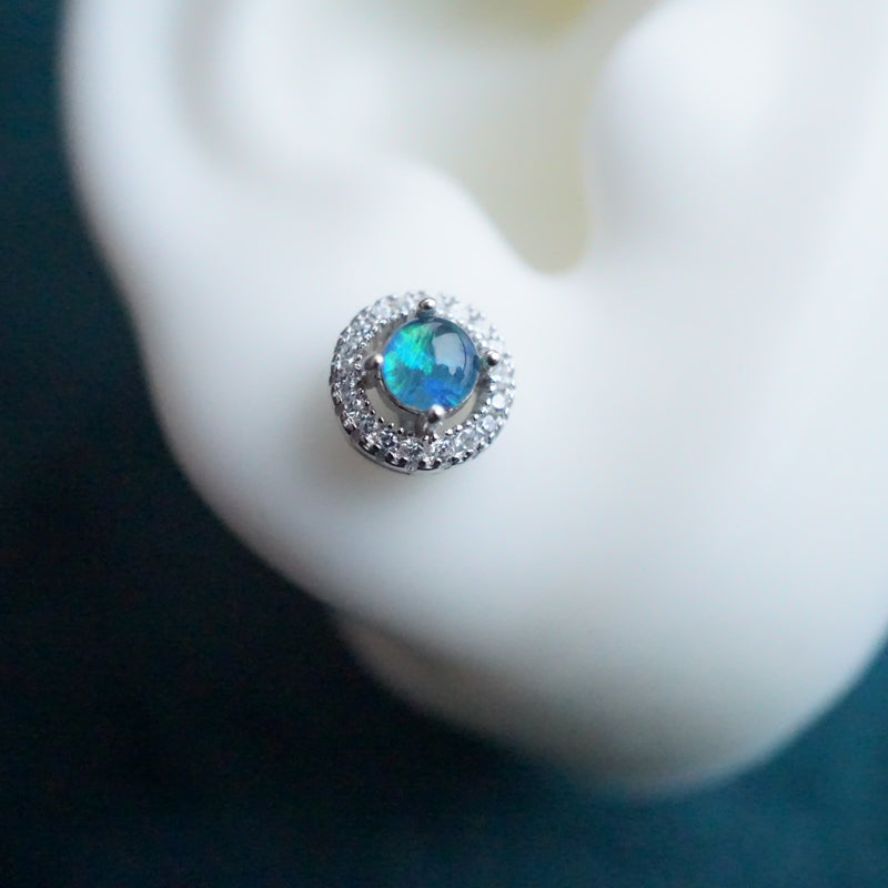 Graceful Round 4mm Triplet Opal Earring Studs-Vsabel Jewellery
