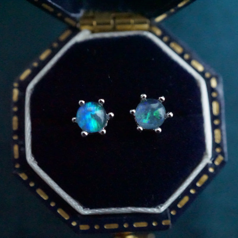 Timeless Simplicity: Triplet Opal Stud Earrings 4mm-Vsabel Jewellery