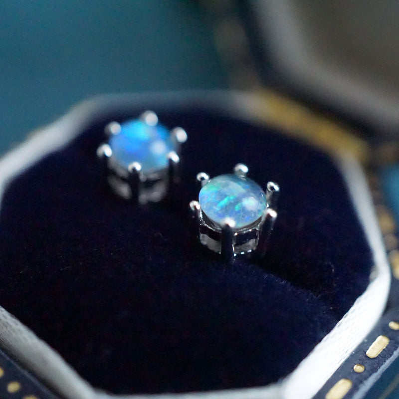 Timeless Simplicity: Triplet Opal Stud Earrings 4mm-Vsabel Jewellery