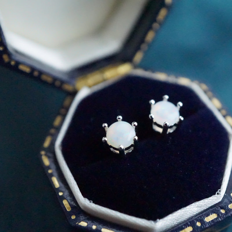 Pure Opulence: Crystal Opal Stud Earrings-Vsabel Jewellery