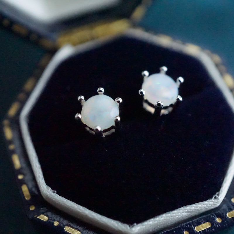 Pure Opulence: Crystal Opal Stud Earrings-Vsabel Jewellery