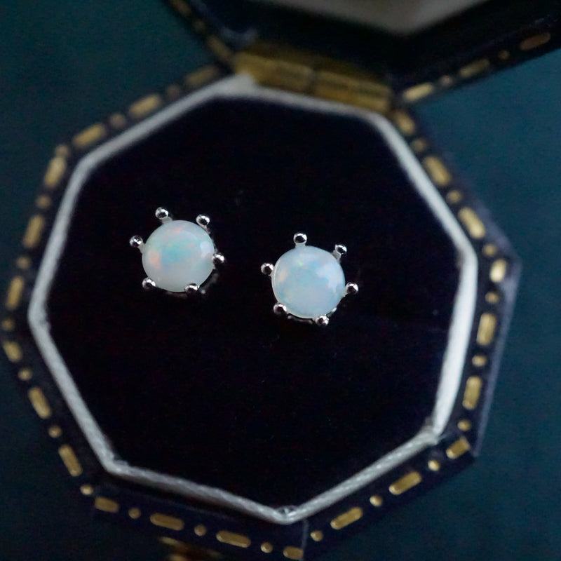 Pure Opulence: Crystal Opal Stud Earrings-Vsabel Jewellery