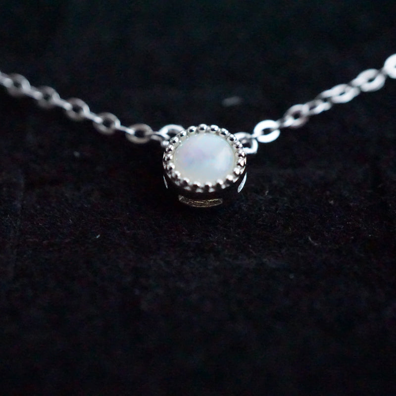Radiant Opulence: Simple Round White Opal Necklace-Vsabel Jewellery