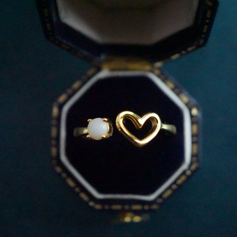 Elegant Love Heart White Opal Ring-Vsabel Jewellery