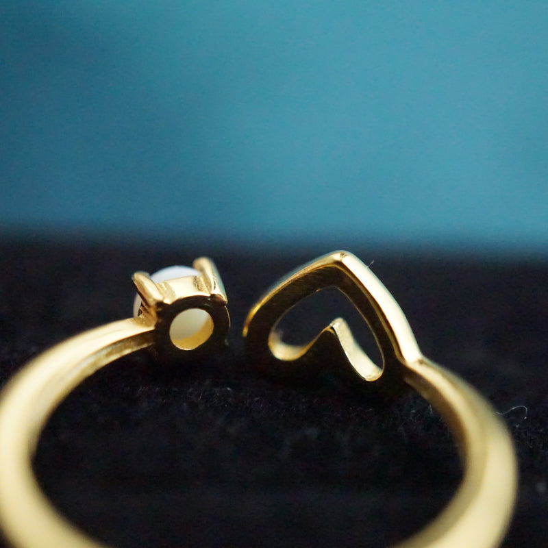 Elegant Love Heart White Opal Ring-Vsabel Jewellery