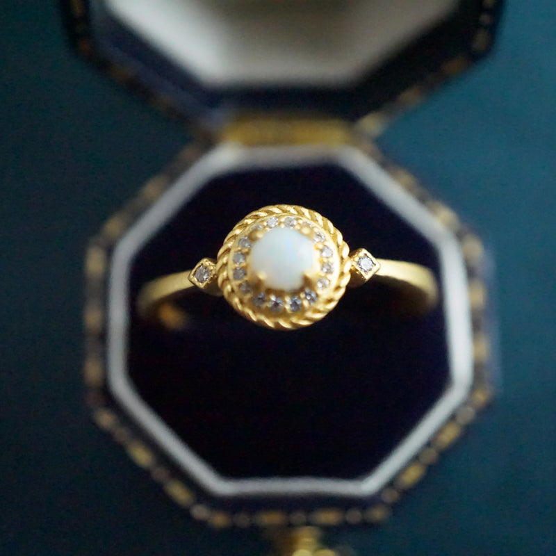 Shield White Opal Ring - Timeless Elegance-Vsabel Jewellery