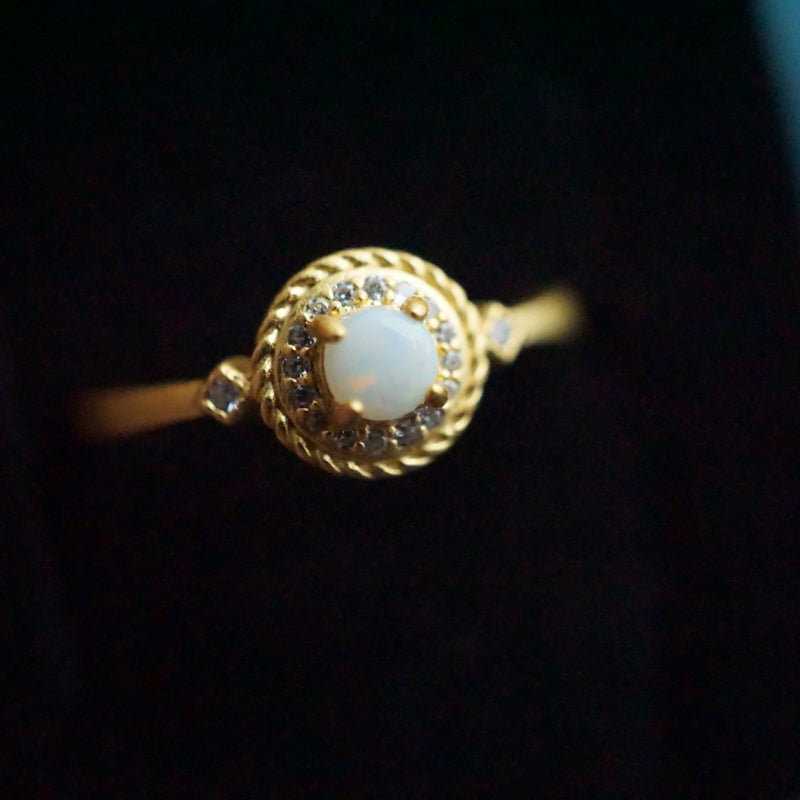 Shield White Opal Ring - Timeless Elegance-Vsabel Jewellery