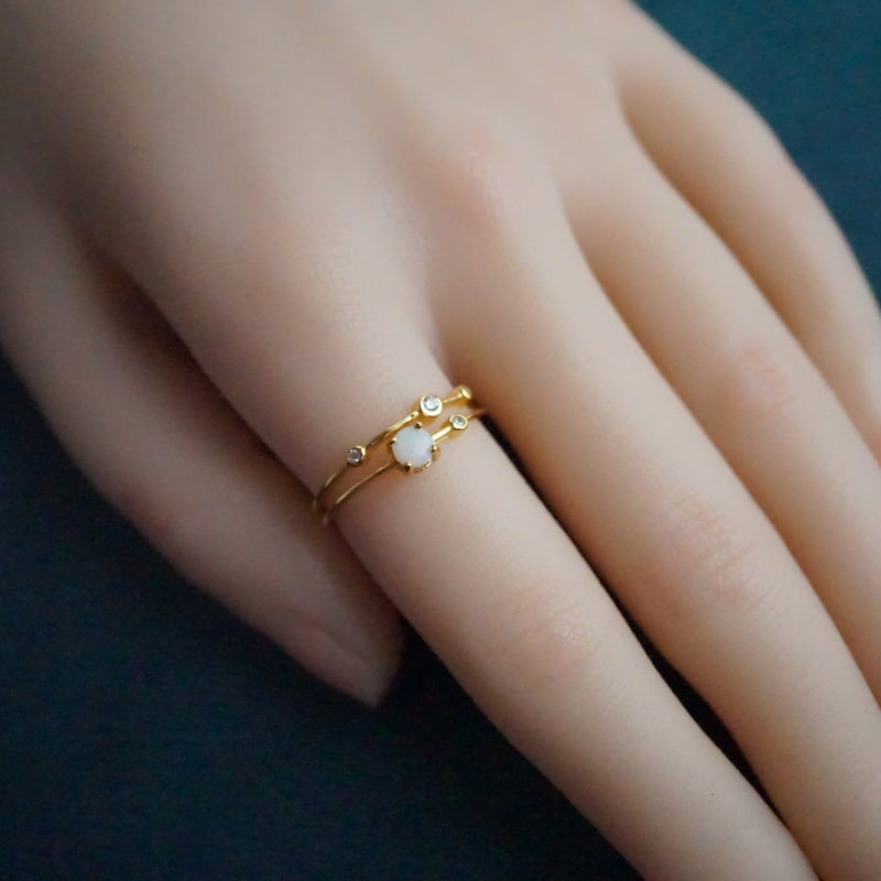 Double Layer Dainty Opal Ring-Vsabel Jewellery