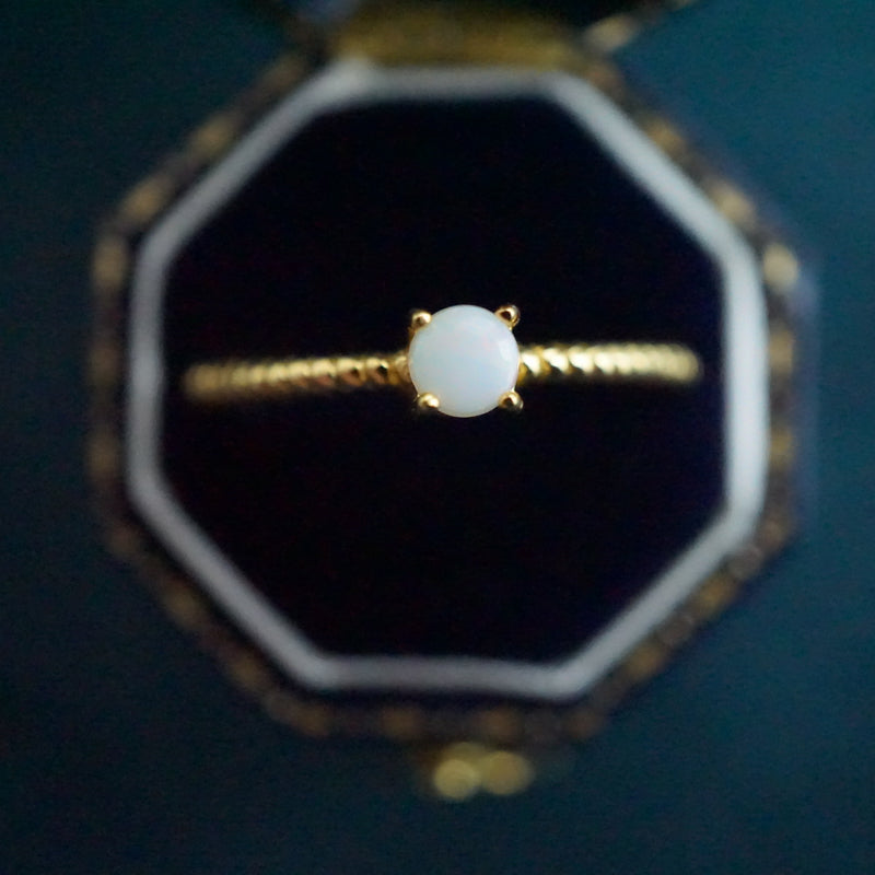 Simple Opal Stone Ring - Elegant Minimalism-Vsabel Jewellery