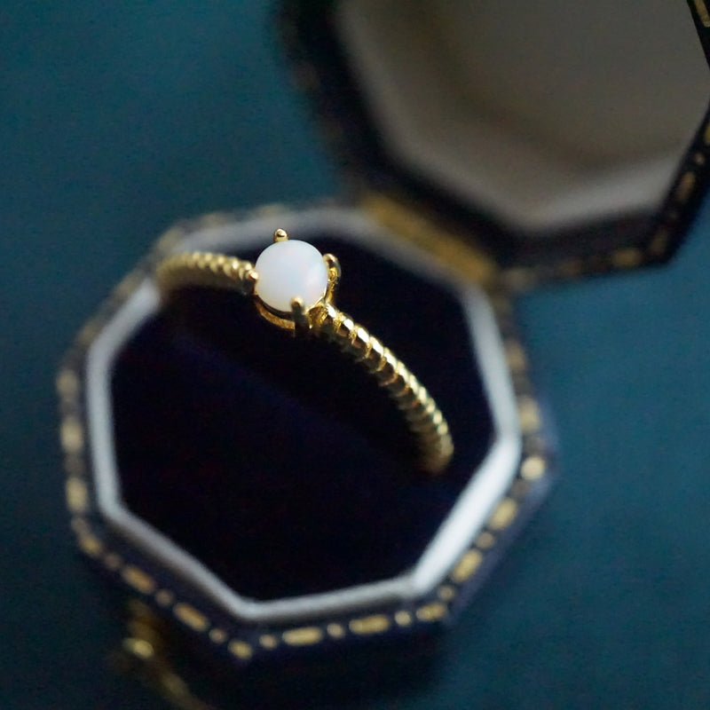 Simple Opal Stone Ring - Elegant Minimalism-Vsabel Jewellery