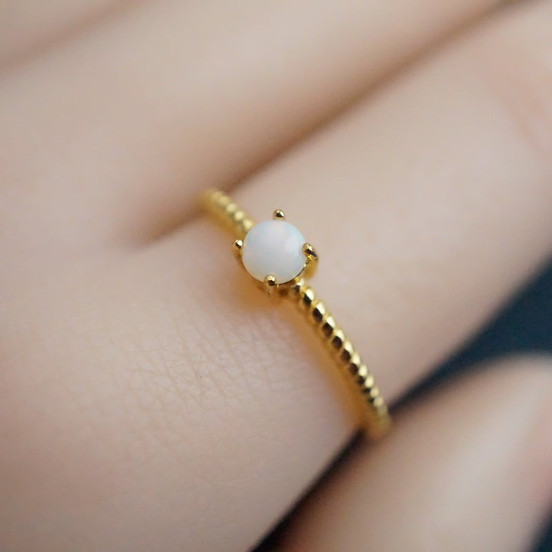 Simple Opal Stone Ring - Elegant Minimalism-Vsabel Jewellery