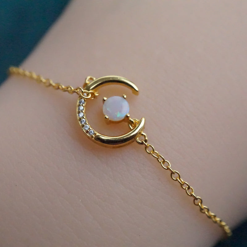 Lunar Opulence: White Opal Bracelet-Vsabel Jewellery