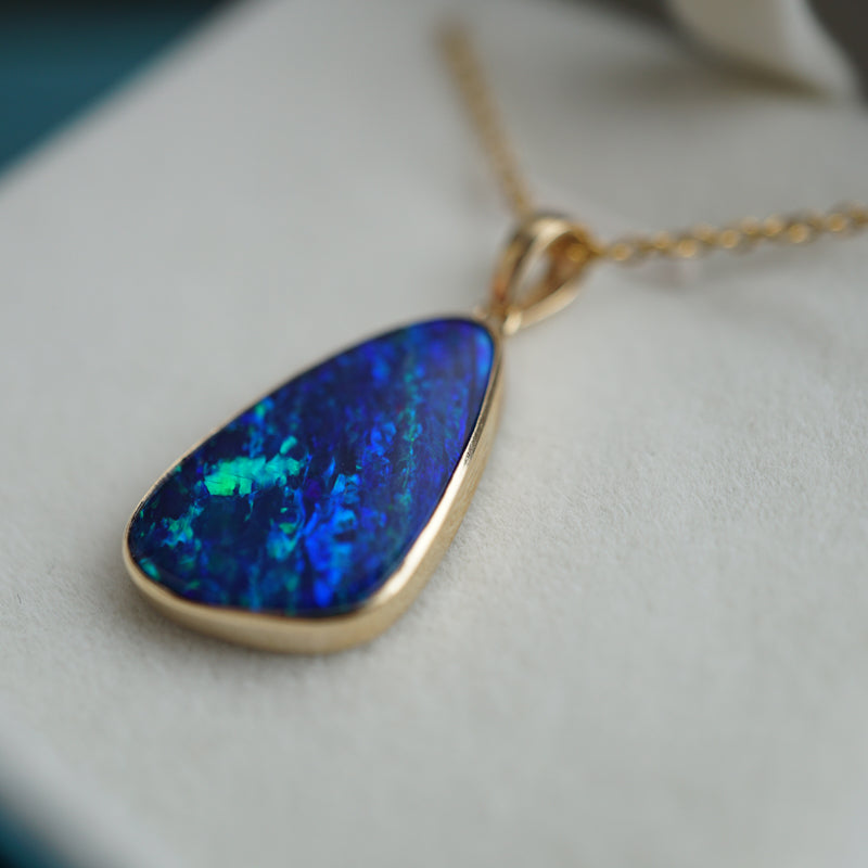 Opal Doublet Pendant: 14k Gold-Vsabel Jewellery