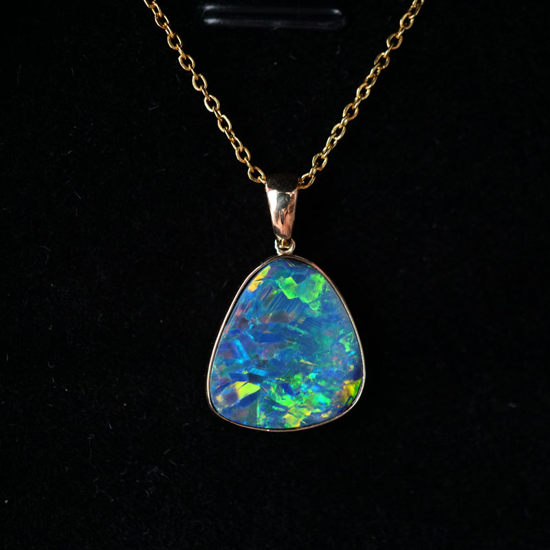 Elegant 14K Solid Gold Green Opal Pendant-Vsabel Jewellery
